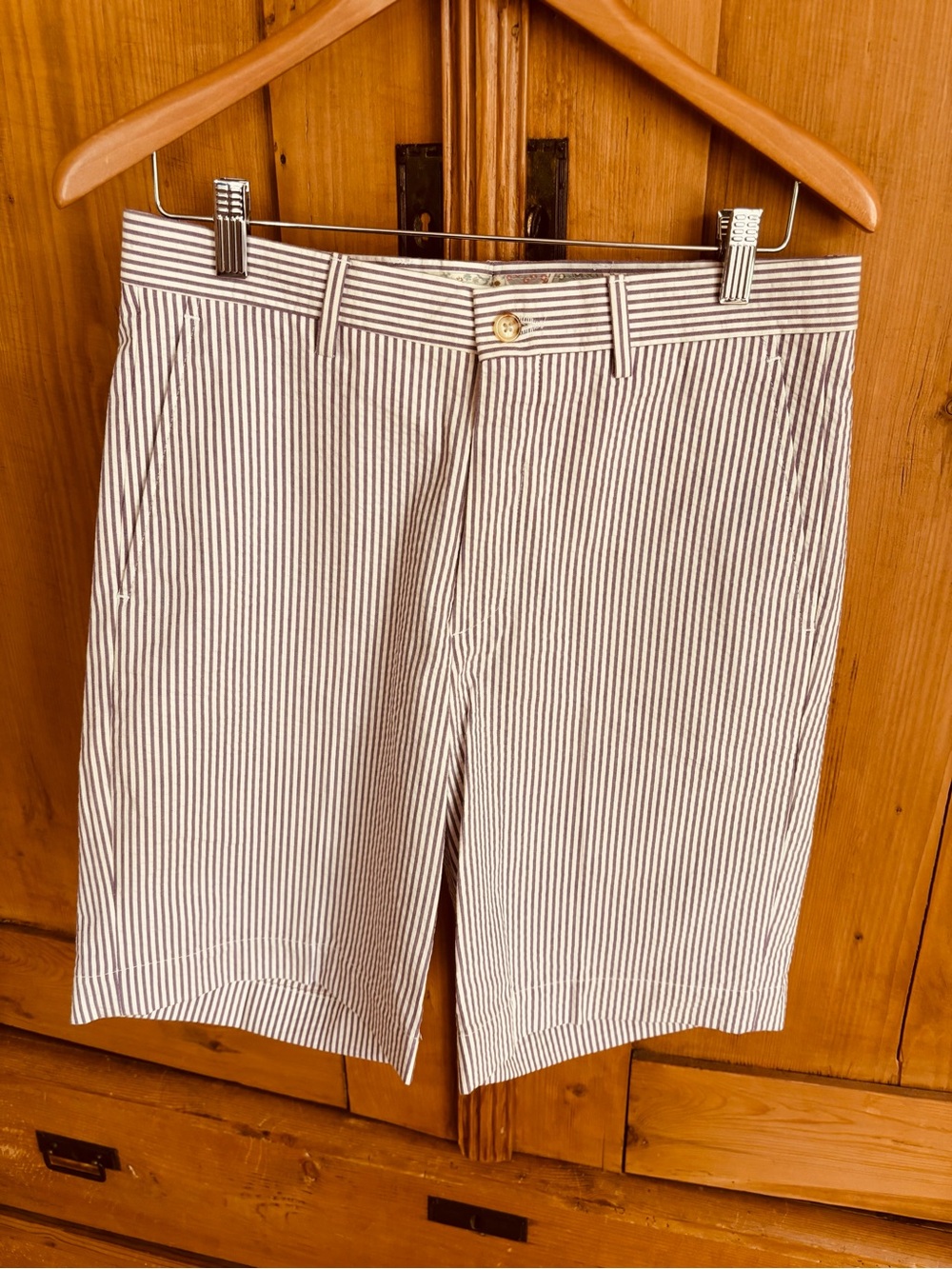 Berle Men’s Purple & White Stripe Seersucker Shorts